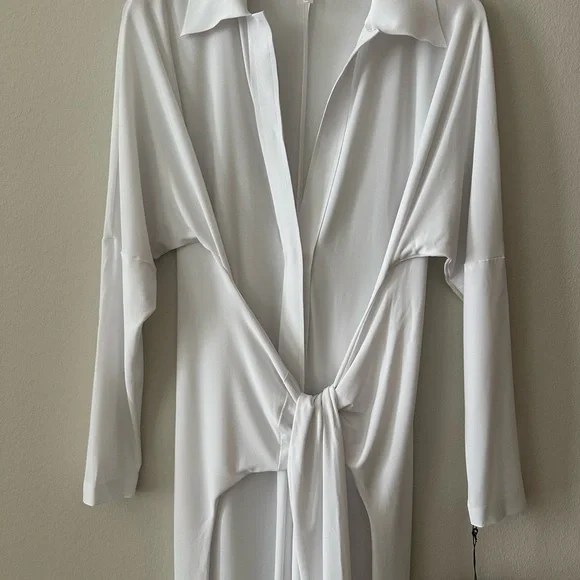 NORMA KAMALI White Tie Front NK Shirt Dress in size M/38 - Picture 5 of 8